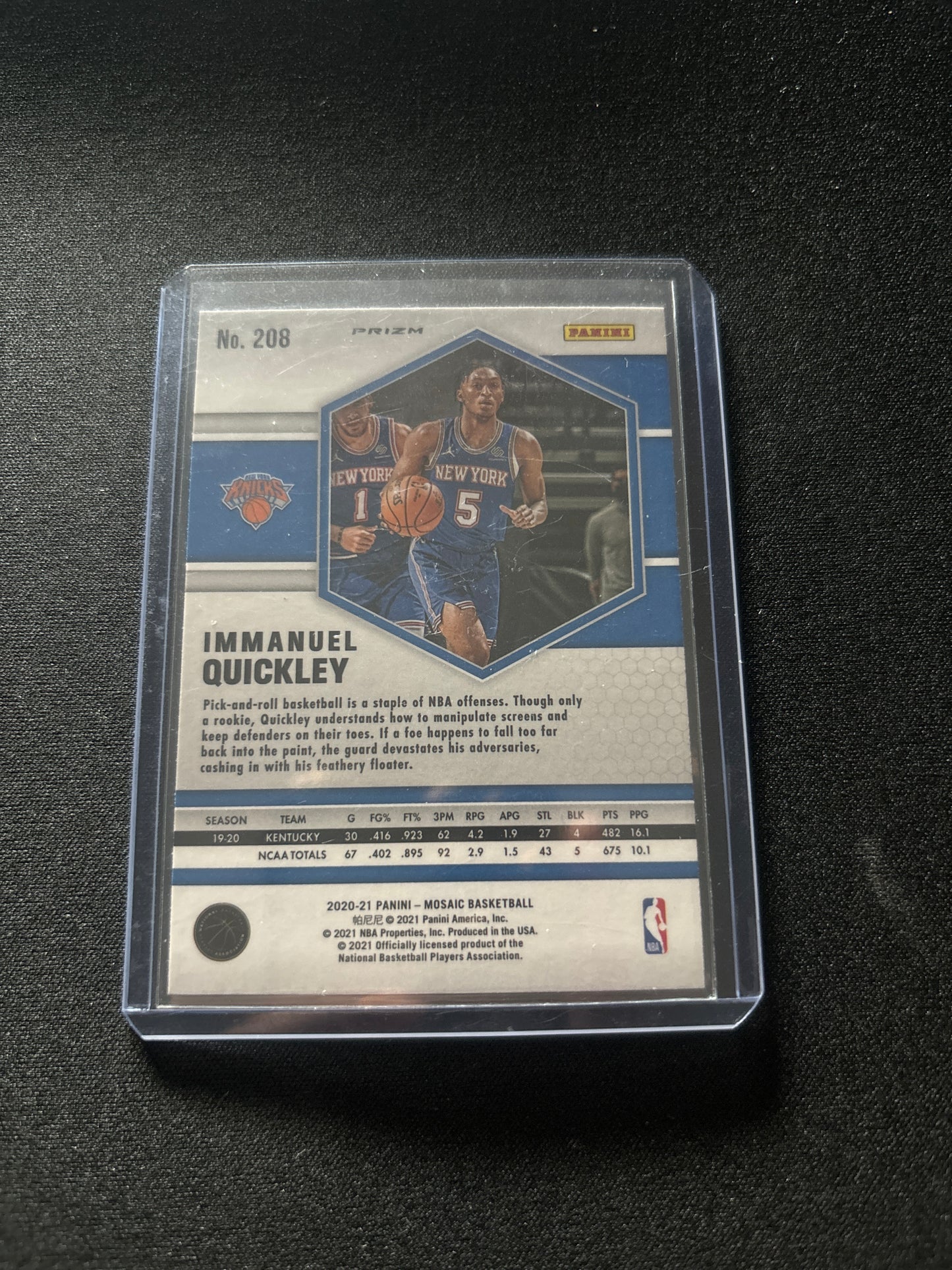 Immanuel Quickley Panini Mosaic Rookie #208 (Reactive Blue)