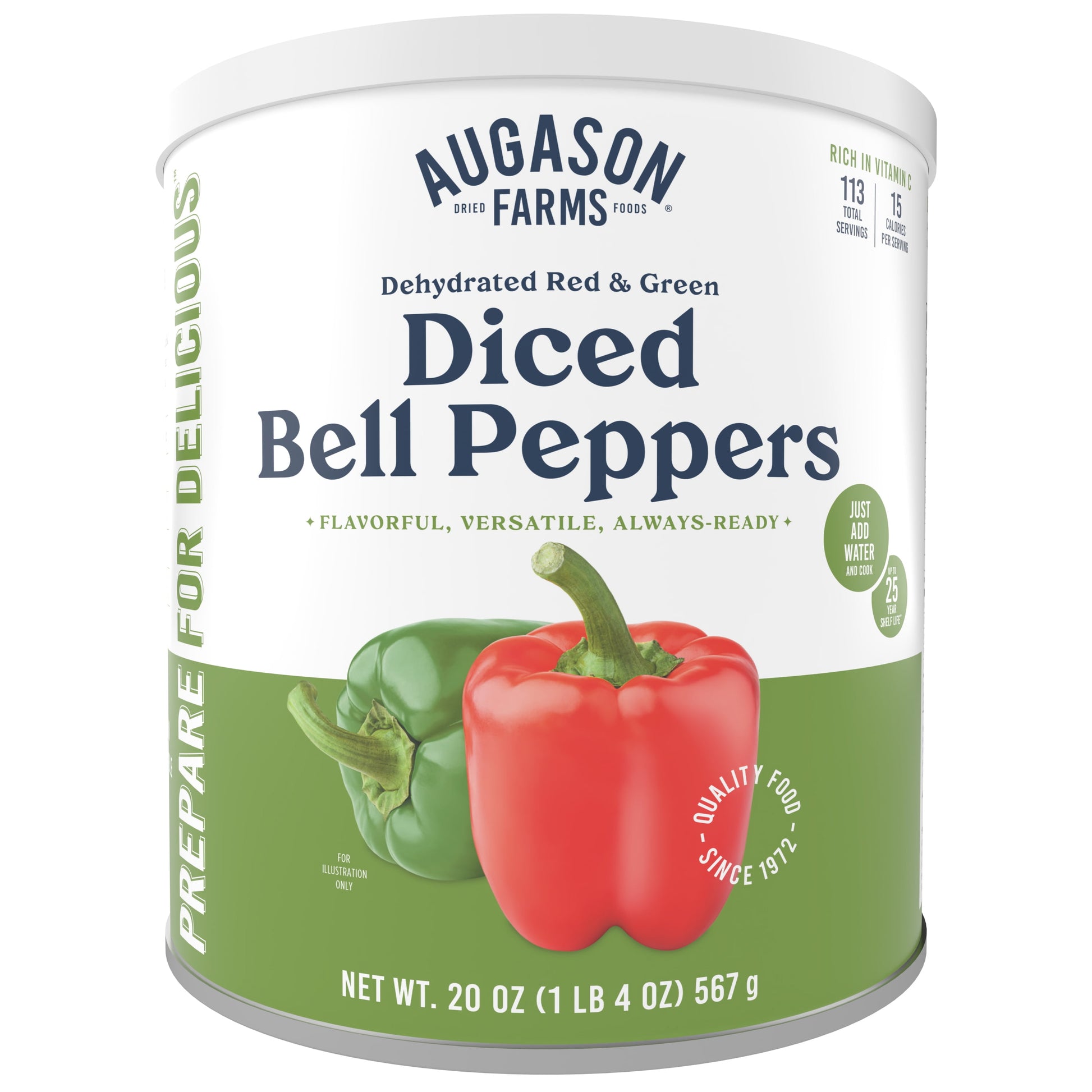 Dehydrated Diced Red & Green Bell Peppers 1 Lb 4 Oz No. 10 Can