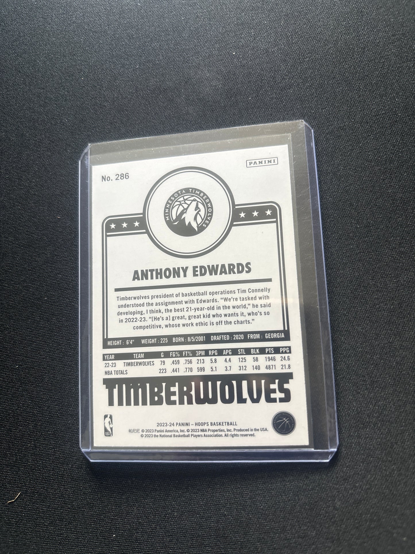 Anthony Edwards NBA Hoops #286 (Blue)