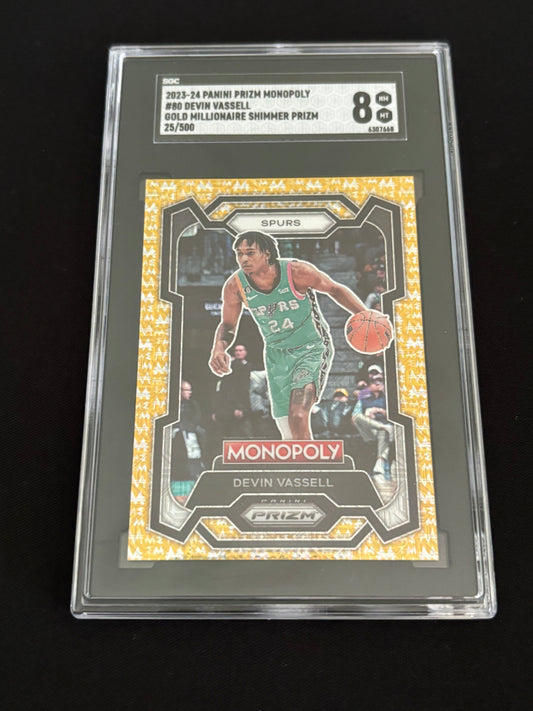 Devin Vassell Panini Monopoly Prizm (Gold Millionaire Shimmer 25/500) #80