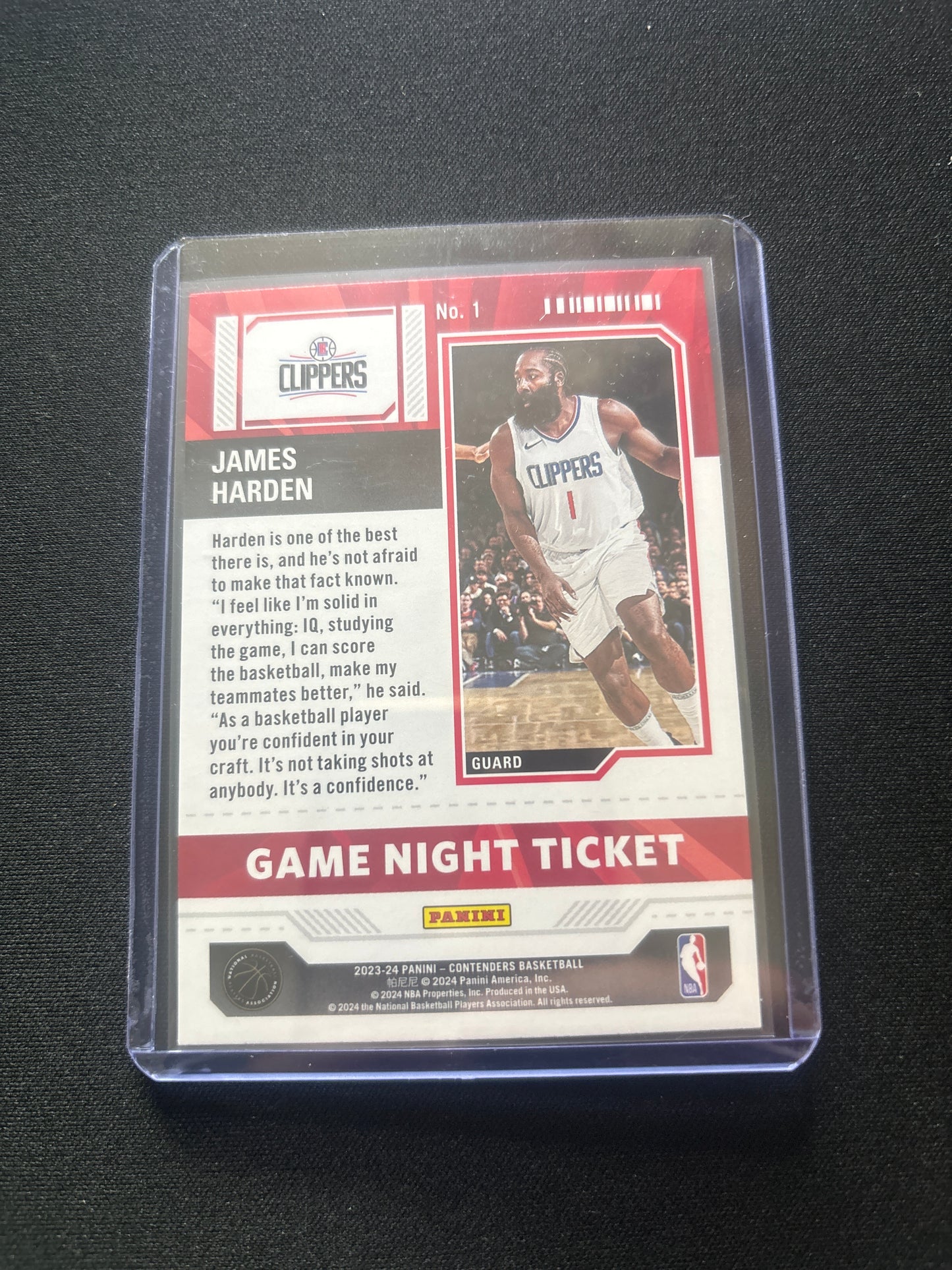 James Harden Panini Contenders Game Night Ticket #1