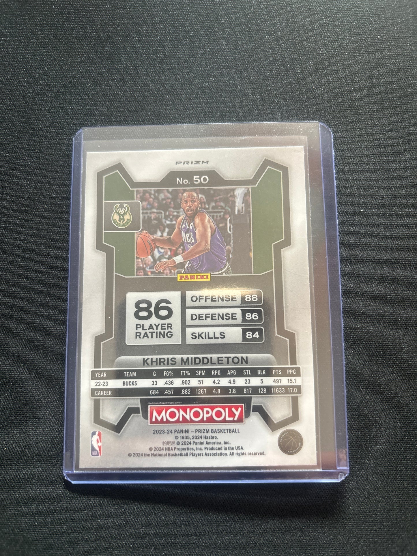 Kris Middleton Monopoly Prizm (Purple) #50