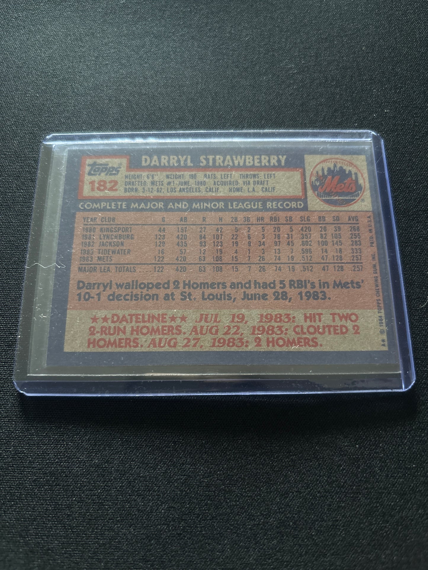 Darryl Strawberry 84 Topps #182