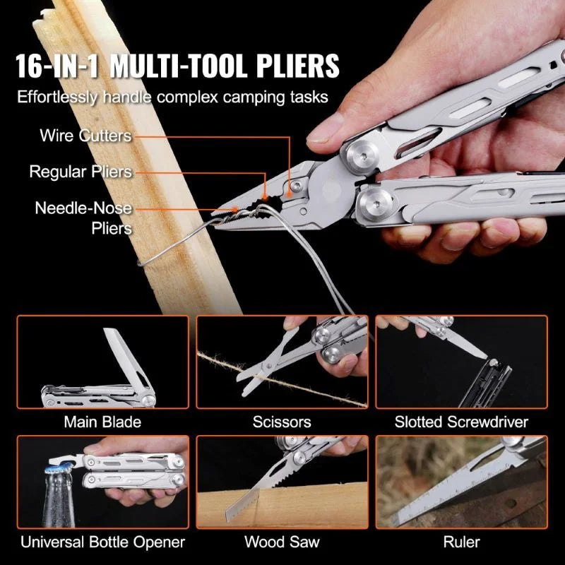 440A Stainless Steel Multi Tool Pliers Set - 16-In-1 and 17-In-1 - Elevate Outdoor Experiences