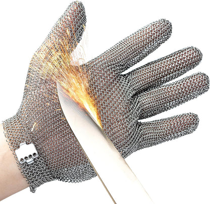 Proguard-X Highest Level Cut Resistant Stainless Steel Metal Mesh Chainmail Glove PM5201 Butcher Glove for Meat Cutting Food Processing Knife Sharpening Oyster Shucking Kitchen Fish Fillet（S）