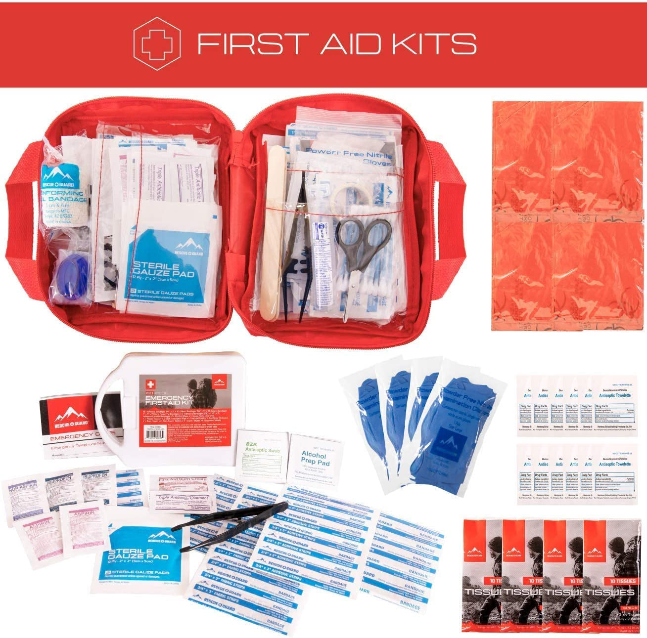 First Aid Kit Hurricane Disaster or Earthquake Emergency Survival Bug Out Bag Supplies for Families - 72 Hours of Disaster Preparedness Supplies